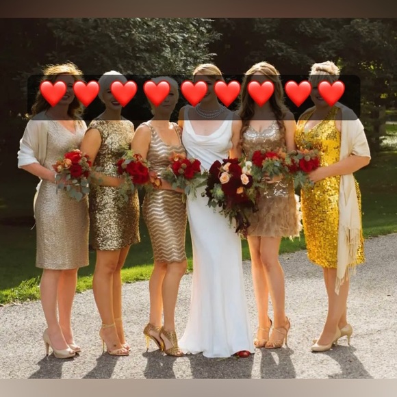 Sue Wong Beaded Gatsby Style Flapper Cocktail Dress Gold/Champagne - Picture 7 of 7